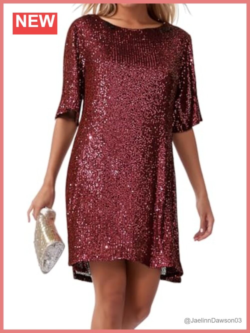 Sequin Short Sleeve Shift Mini Dress Crew Neck Party